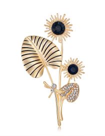 Fashion Gold Alloy Geometric Sunflower Brooch