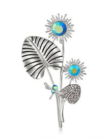Fashion Silver Alloy Geometric Sunflower Brooch