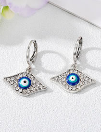 Fashion Geometric Teal Eye Silver Buckle Alloy Diamond Drop Oil Eye Earrings