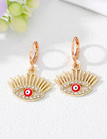 Fashion Red And White Eye Gold Earrings Alloy Drip Oil Diamond Eye Earrings