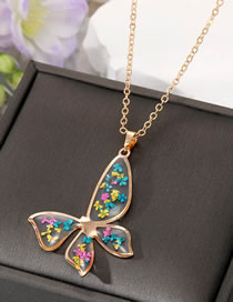 Fashion Colorful Butterfly Necklace Alloy Floral Butterfly Flower Necklace