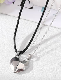 Fashion Matt Grey (leather Rope) Matt Silver (silver Chain) Alloy Magnetic Love Necklace Set