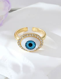 Fashion Light Blue Eye Ring Alloy Diamond Geometric Eye Open Ring