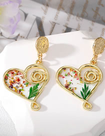 Fashion Colorful Flower Love Stud Earrings 5 Alloy Dried Flower Love Stud Earrings