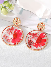 Fashion Red Half Circle Pearl Flower Alloy Geometric Dried Flower Round Stud Earrings