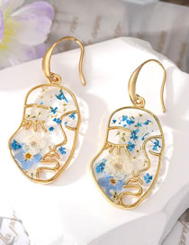 Fashion Blue Facebook Dried Flower Stud Earrings Alloy Face Dried Flower Stud Earrings