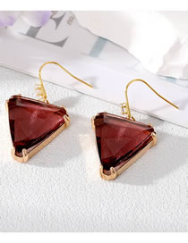 Fashion Deep Red Crystal Triangle Crystal Earrings
