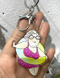 Fashion Swimming Ring Grandma Resin Cartoon Swimming Ring Grandma Keychain