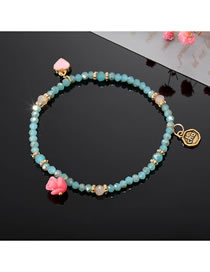 Fashion Blue Geometric Glass Beaded Rose Heart Bracelet