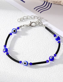 Fashion Black Rope Two Drill Blue Eyes Resin Geometric Beaded Eye Bracelet