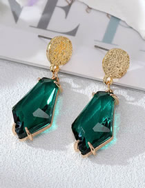 Fashion Green Pentagonal Stud Earrings Geometric Polygon Crystal Stud Earrings