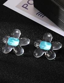 Fashion Blue Flower Earrings Resin Geometric Flower Stud Earrings