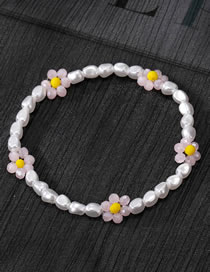 Fashion White Pearl Pink Bracelet Beaded Beaded Rice Beads Sunflower Bracelet