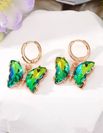 Fashion Green Butterfly Earrings Geometric Zirconium Butterfly Crystal Earrings