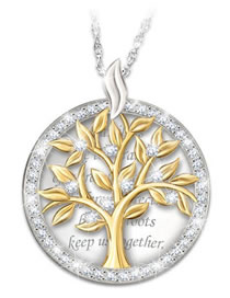 Fashion Silver Alloy And Diamond Tree Of Life Necklace