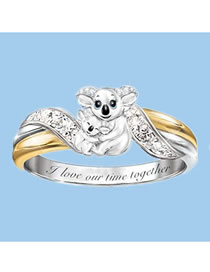 Fashion Bear 3045-11 Alloy Colorblock Parent-child Bear Ring