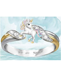 Fashion 1# Alloy Set Zirconium Unicorn Ring