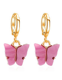 Fashion Rose Red Acrylic Butterfly Earrings