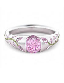 Fashion Pink Alloy Diamond Geometric Ring