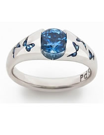 Fashion Blue Alloy Diamond Geometric Ring