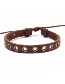 Fashion Brown Geometric Leather Vapor Eye Braid Bracelet