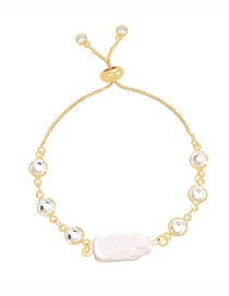 Fashion White Copper Zircon Geometric Pearl Bracelet