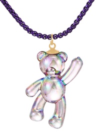 Fashion Purple Copper Resin Bear Pendant Necklace