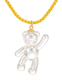 Fashion Yellow Copper Resin Bear Pendant Necklace