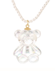 Fashion White Copper Resin Bear Pendant Necklace