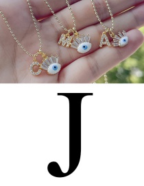 Fashion J Bronze Zircon 26 Letter Eye Necklace