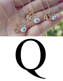 Fashion Q Bronze Zircon 26 Letter Eye Necklace