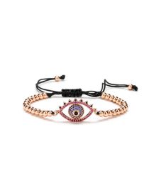 Fashion Rose Gold-2 Copper Gold Plated Beaded Diamond Eye Bracelet