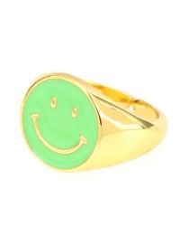Fashion Fluorescent Green Smiley Copper Drip Smiley Open Ring