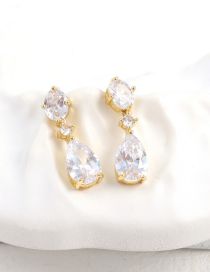 Fashion Gold Color Gold Plated Copper Drop Crystal Stud Earrings