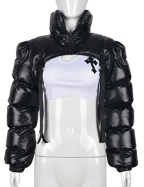 Fashion Black Long Sleeve Zip Turtleneck Padded Jacket