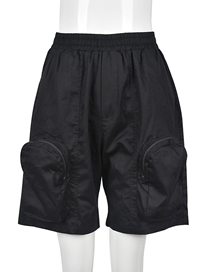 Fashion Black Woven Double Pocket Shorts