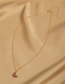 Fashion Purple Alloy Diamond Butterfly Necklace