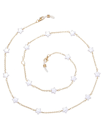 Fashion 9# Pure Copper Pearl Pentagram Glasses Chain