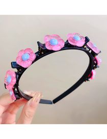 Fashion 11# Pink Flowers Plastic Cartoon Flower Braided Headband
