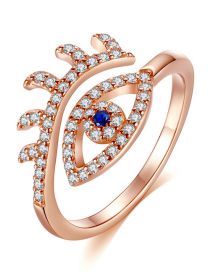 Fashion Rose Gold Color Silver Zirconium Eye Open Ring