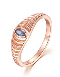 Fashion Rose Gold Color Silver Zirconium Stripe Ring
