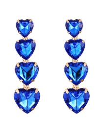 Fashion Royal Blue Alloy Diamond Heart Stud Earrings