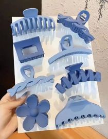 Fashion Grab Clip - Blue (set Of 8) Acrylic Cross Flower Square Grab Clip