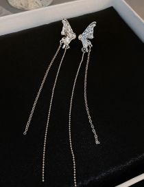 Fashion Ear Clip - Silver Color Alloy Geometric Tassel Butterfly Tassel Drop Earrings