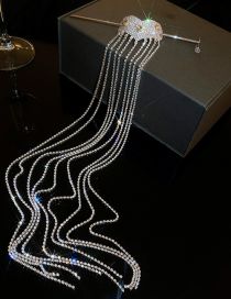 Fashion Silver Color Metal Diamond Tassel Hairpin