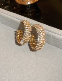 Fashion Silver Needle - Gold Metal C-shaped Earrings With Diamonds