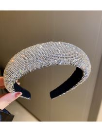 Fashion Headband - Silver (round Diamond) Geometric Diamond Sponge Wide Brim Headband