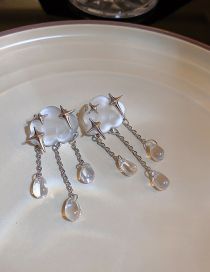 Fashion Silver Needle - Silver (clouds) Metal Geometric Cloud Tassel Star Stud Earrings