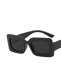 Fashion Bright Black All Grey Small Square Frame Sunglasses