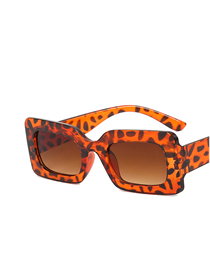 Fashion Leopard Double Tea Small Square Frame Sunglasses